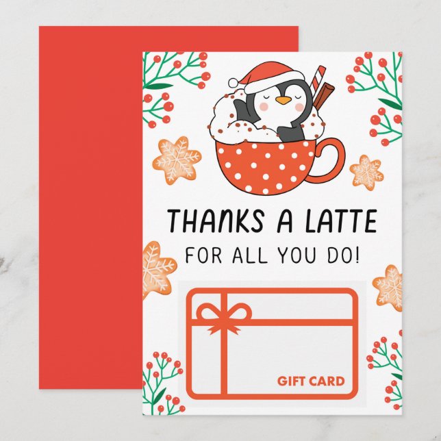 Christmas Thanks a Latte  Gift Card Holder (Front/Back)