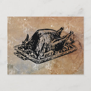 Christmas Thanksgiving Vintage Turkey Distressed Holiday Postcard