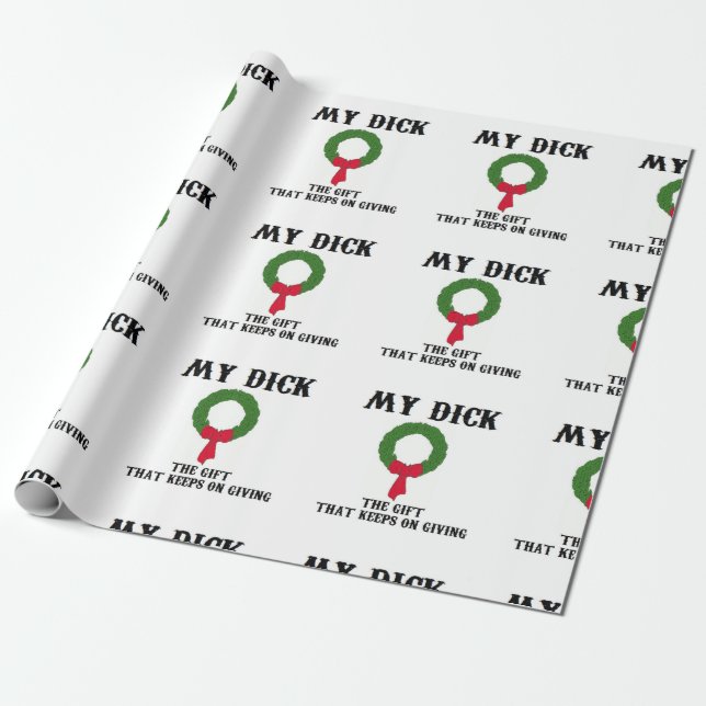 Christmas the gift holiday xmas funny humour wrapping paper (Unrolled)
