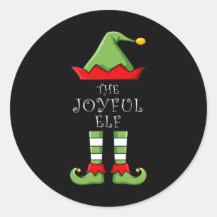 Christmas The Joyful Elf Fun Family Matching Group Classic Round Sticker