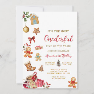 Christmas The Most ONEderful Winter 1st Birthday Invitation
