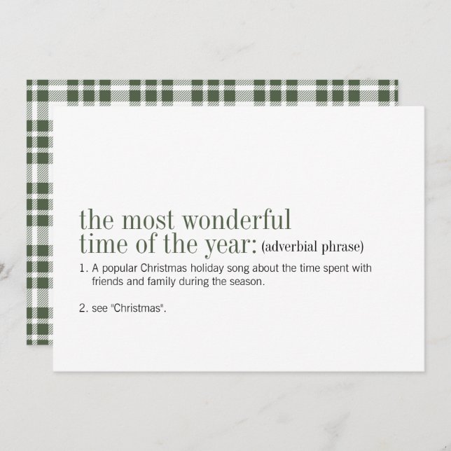 Christmas The Most Wonderful Time Of The Year Holiday Card (Front/Back)