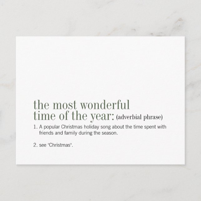 Christmas The Most Wonderful Time Of The Year Holiday Postcard (Front)