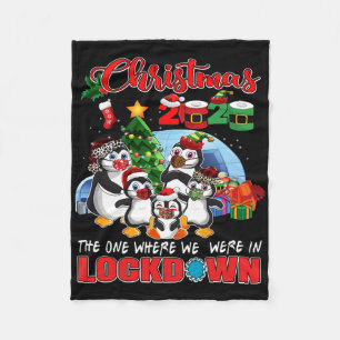 Christmas The One Where We Were In Lockdown Pengui Fleece Blanket
