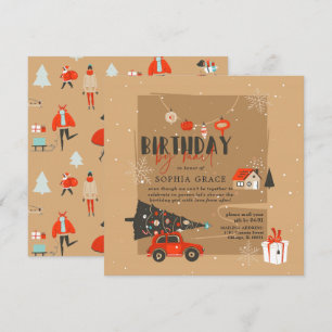 Christmas Theme Birthday by Mail Invitation