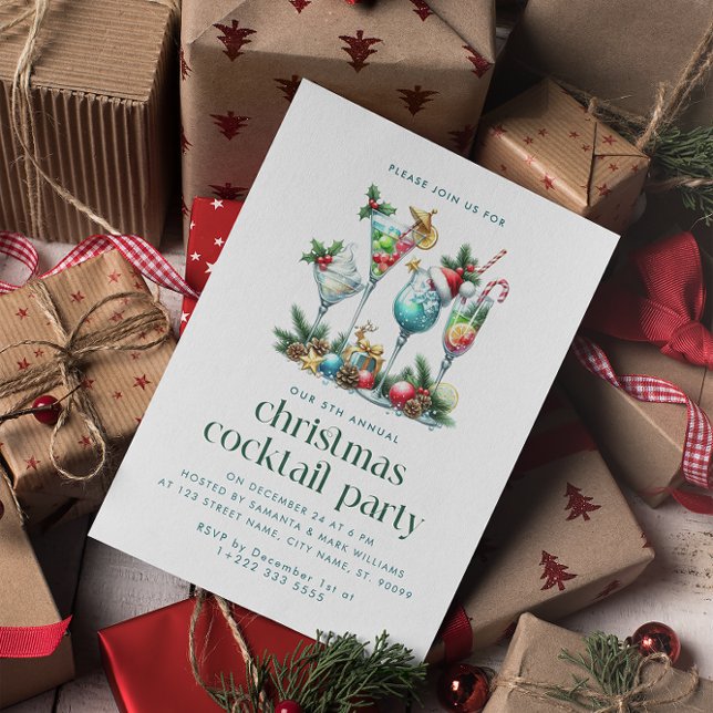 Christmas Theme Christmas Cocktail Party Thank You Card (Creator Uploaded)