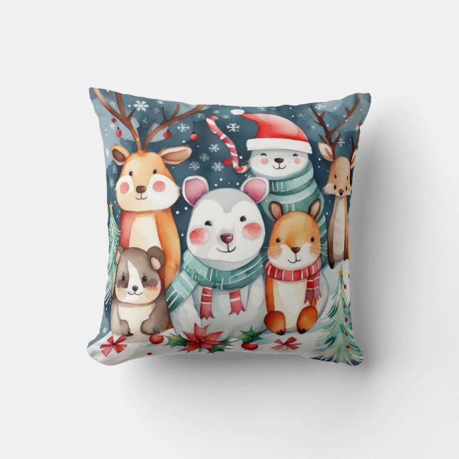 Christmas theme Christmas cute animals  Cushion (Front)