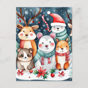 Christmas theme Christmas cute animals Holiday Postcard