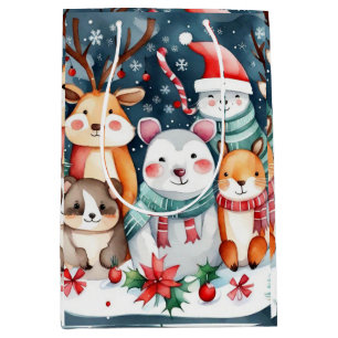 Christmas theme Christmas cute animals  Medium Gift Bag