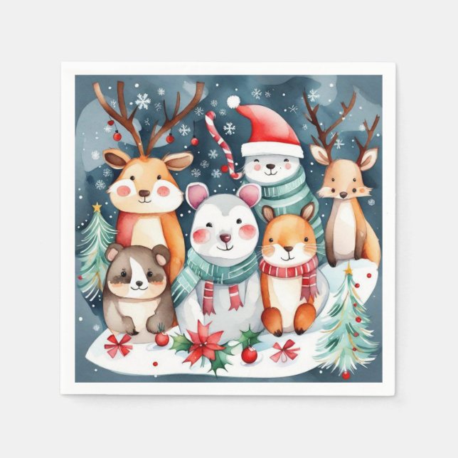 Christmas theme Christmas cute animals  Napkin (Front)