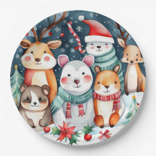 Christmas theme Christmas cute animals  Paper Plate