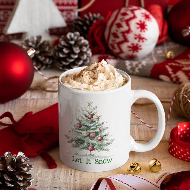 Christmas Theme Christmas Tree Ornamen Let It Snow Coffee Mug (Creator Uploaded)