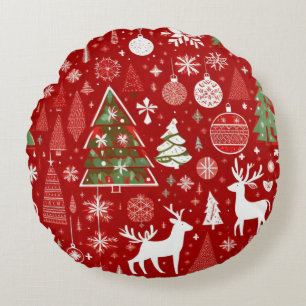 Christmas theme Christmas trees snowflake Round Cushion