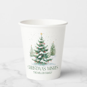 Christmas Theme Christmas Wishes Retro Typography Paper Cups