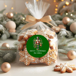 Christmas Theme Cute Nutcracker Retro Typography Classic Round Sticker