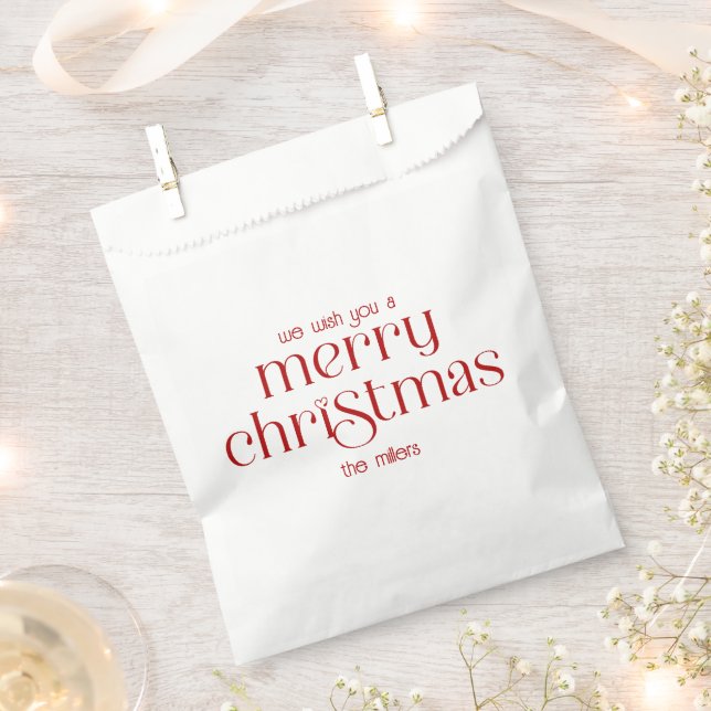 Christmas Theme Design Red Retro Typography Favour Bags (Clipped)