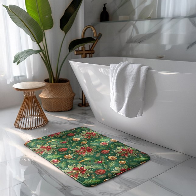 Christmas Theme Festive Colorful Pattern Bath Mat (Creator Uploaded)