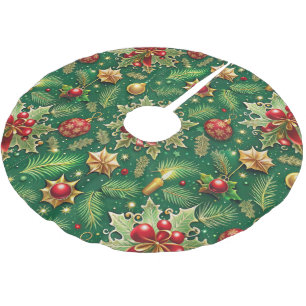 Christmas Theme Festive Colorful Pattern Brushed Polyester Tree Skirt