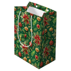 Christmas Theme Festive Colourful Pattern Medium Gift Bag