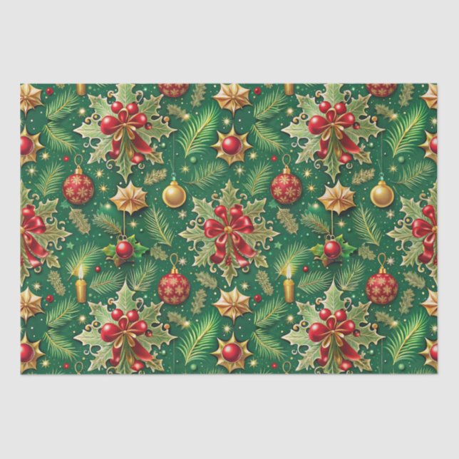 Christmas Theme Festive Colourful Pattern Tissue Paper (Front)