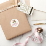 Christmas theme hummingbird classic round sticker<br><div class="desc">Entertain your guests with this charming holiday party napkin design features a beautiful watercolor Christmas theme hummingbird surrounded by a winter flower bouquet on a white background. Personalizable red typography.</div>