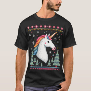 Christmas Theme Knitted Unicorn Unicorns T-Shirt (