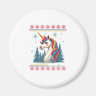 Christmas Theme Knitted Unicorn Unicorns T-Shirt ( Magnet