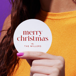 Christmas Theme Merry Christmas Retro Typography Classic Round Sticker