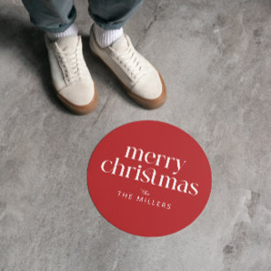 Christmas Theme Merry Christmas Retro Typography Classic Round Sticker