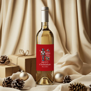 Christmas Theme Nutcracker Retro Typography Wine L Label