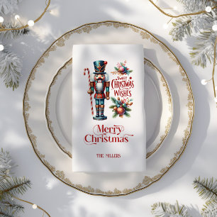 Christmas Theme Nutcracker Retro Typography Wine L Napkin