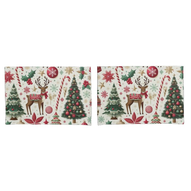 Christmas theme pair king size  pillowcase (Front-Set)