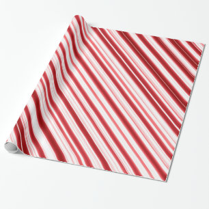Christmas Theme Pattern Red & White, Diagonal, Br Wrapping Paper