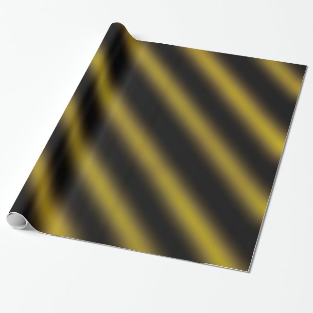 Christmas Theme  Wavy Pattern Gold & Black Wrapping Paper (Unrolled)