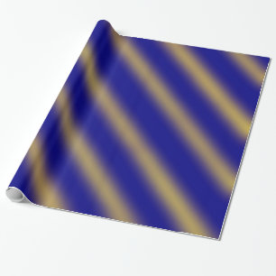 Christmas Theme Wavy Pattern Gold & Blue Wrapping Paper