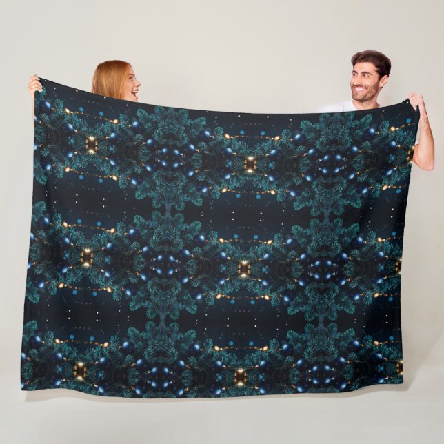 Christmas-themed abstract art that is fluid fleece blanket (In Situ)
