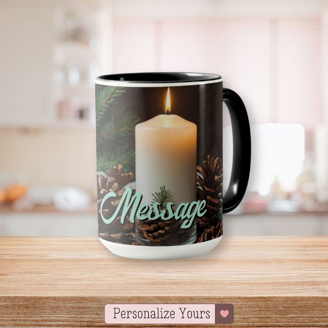 Christmas Themed Candle and Pinecone Mug (Christmas Themed Candle and Pinecone Mug)