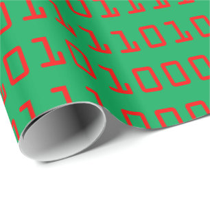 Christmas-themed Computer Binary Code Wrapping Paper
