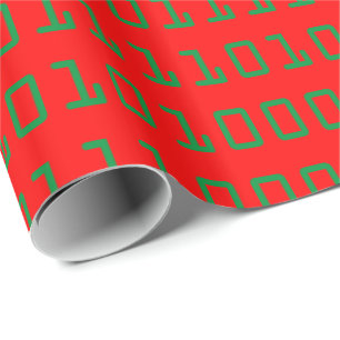 Christmas-themed Computer Binary Code Wrapping Paper