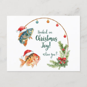 Christmas themed for Fishing Lovers Holiday Postcard