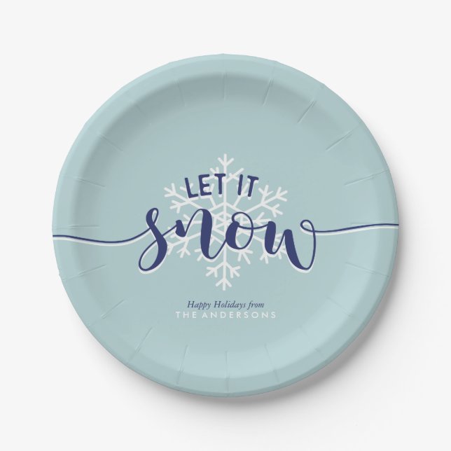 Christmas Themed "Let It Snow" Paper Plate (Front)