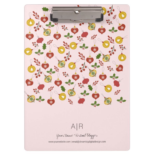 Christmas Themed Ornaments Holiday  Clipboard (Front)