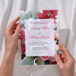  Christmas Themed Red Floral Wedding  Invitation