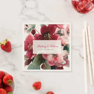  Christmas Themed Red Floral Wedding  Napkin