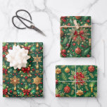 Christmas-themed three festive patterns wrapping paper sheet<br><div class="desc">A Christmas-themed paper featuring colourful holiday symbols in a seamless pattern is ideal for wrapping gifts this holiday season.
Similar style with three diferent variations.</div>