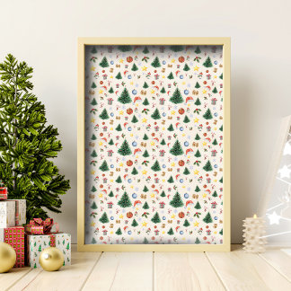 Christmas Themed Watercolor Cosy Whimsical Wallpaper
