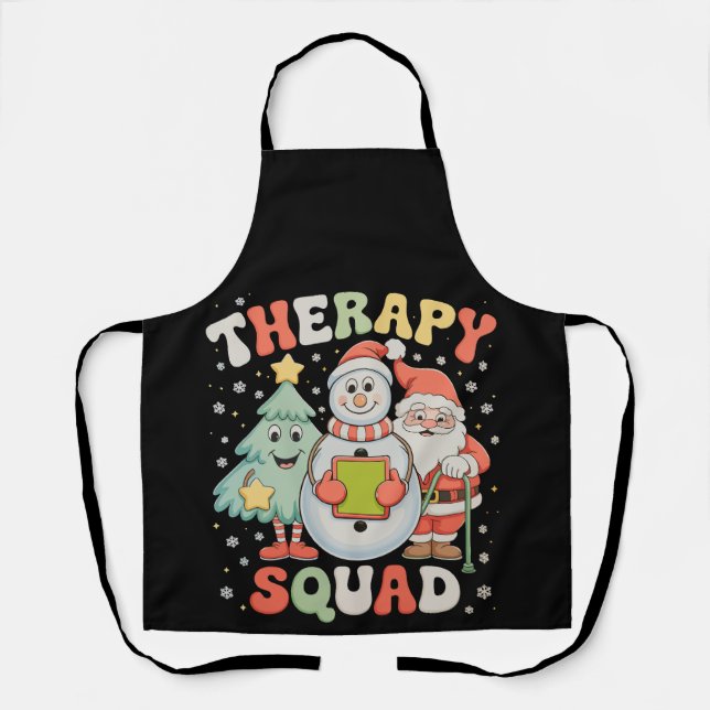 Christmas Therapy Squad SLP OT PT Crew Santa Xmas Apron (Front)