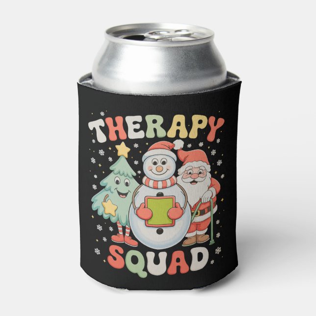 Christmas Therapy Squad SLP OT PT Crew Santa Xmas Can Cooler (Can Front)