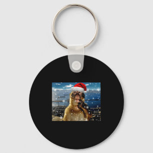 Christmas Thinking Monkey Meme Brainrot Xmas Gift Key Ring