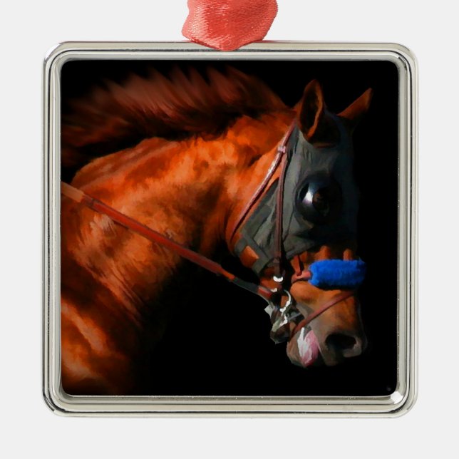 Christmas Thoroughbred Racehorse Metal Tree Decoration (Front)